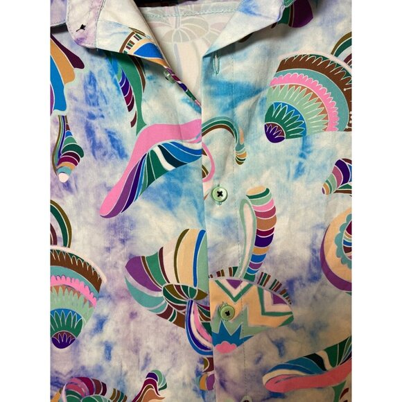Fresh Print of Bel Air, Psychedelic Mushroom Button Shirt, Size XL - Picture 5 of 13